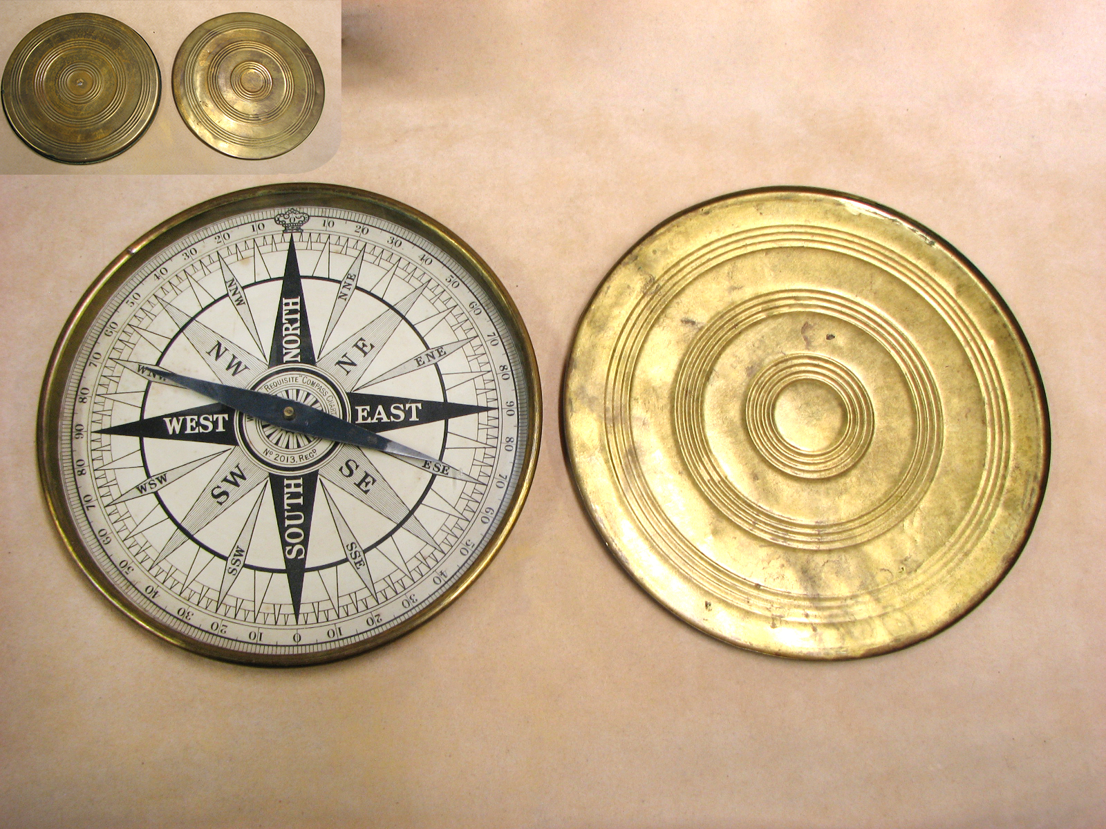 Late 19th Century Wrights Requisite cartographers brass compass